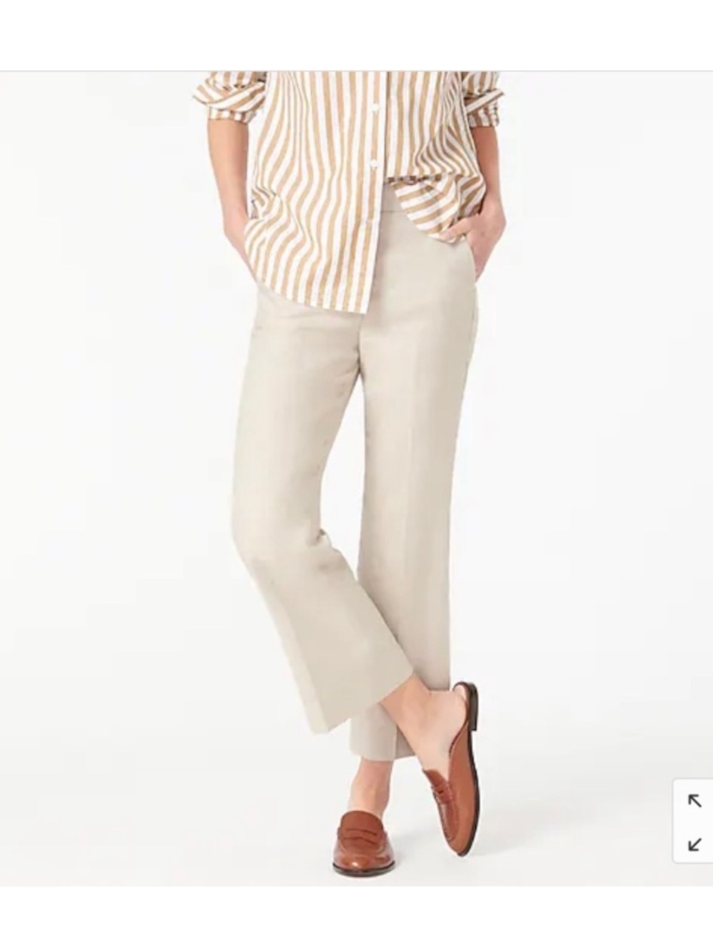 J. Crew Hayden kickout crop pant in stretch linen, EUC